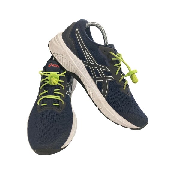 Asics Mens  Size 7.5 Navy Neon Green Laces Gel-Kayano 27 Running sneakers Shoes - Picture 1 of 8